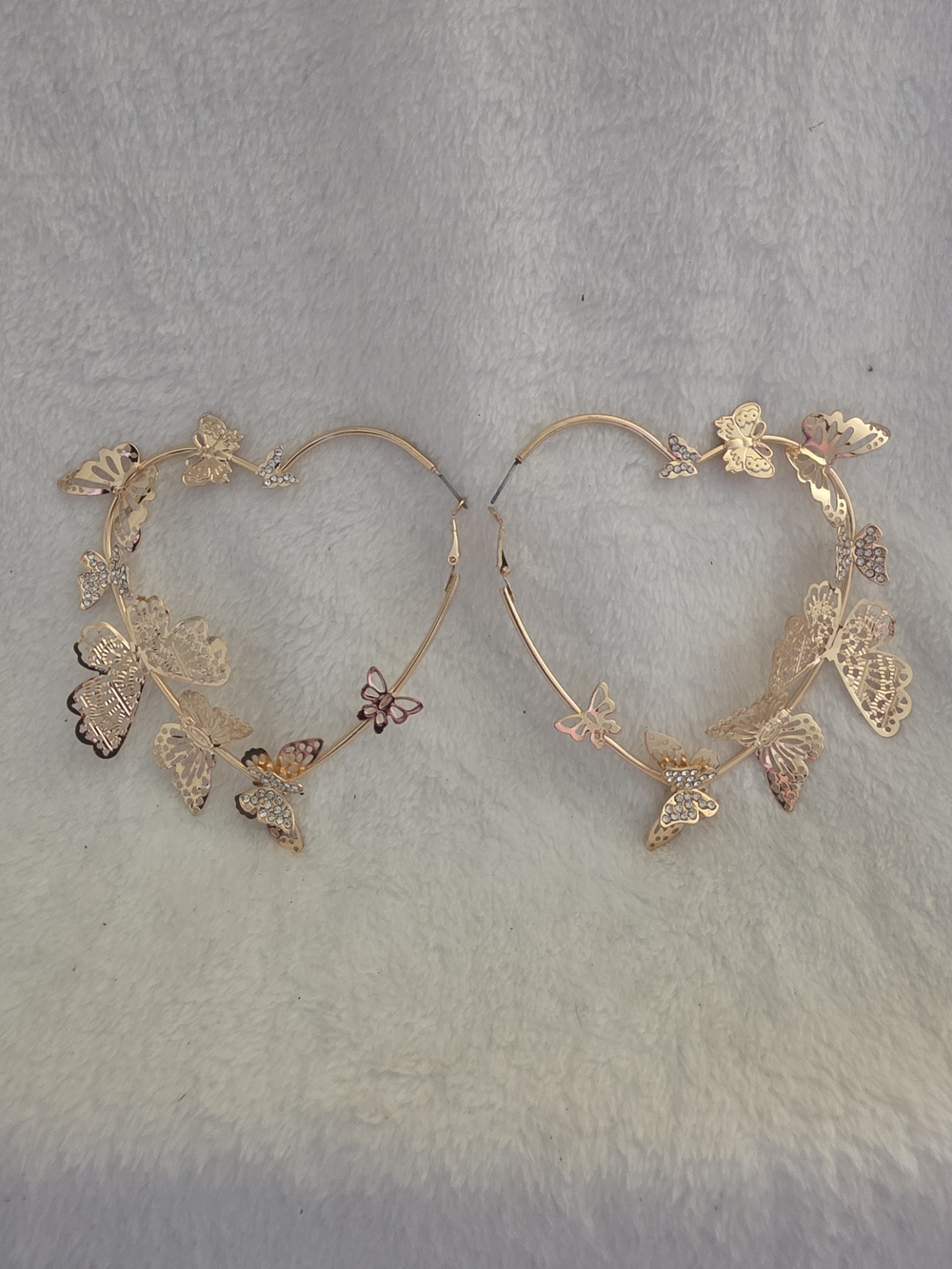 Carlton London Gold Butterfly Statement Heart Hoops Y2K